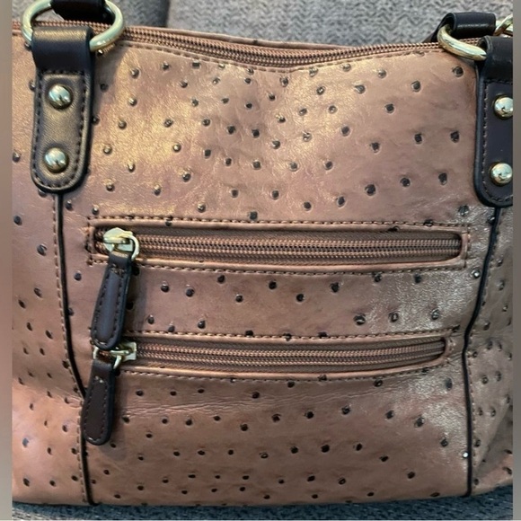 Giani Bernini‎ Ostrich-Embossed Dome Satchel, Created for Macy's Mocha Gold - Picture 3 of 6